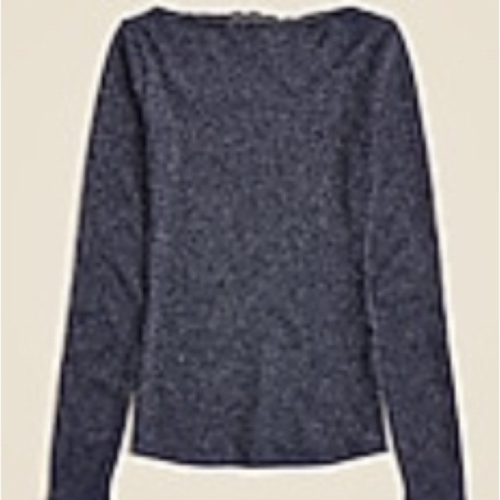 J. Crew Collection Women's Sheer Navy Metallic Boatneck Top
